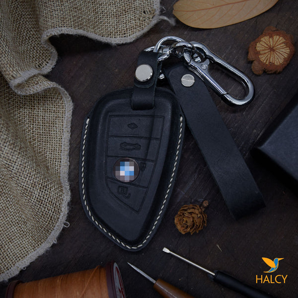 Leather Key Fob Cover fit for BMW Series 3 5 6 7 Series M5 X1 X2 X3 X5 X5M X6 X6M, Personalized Keychain