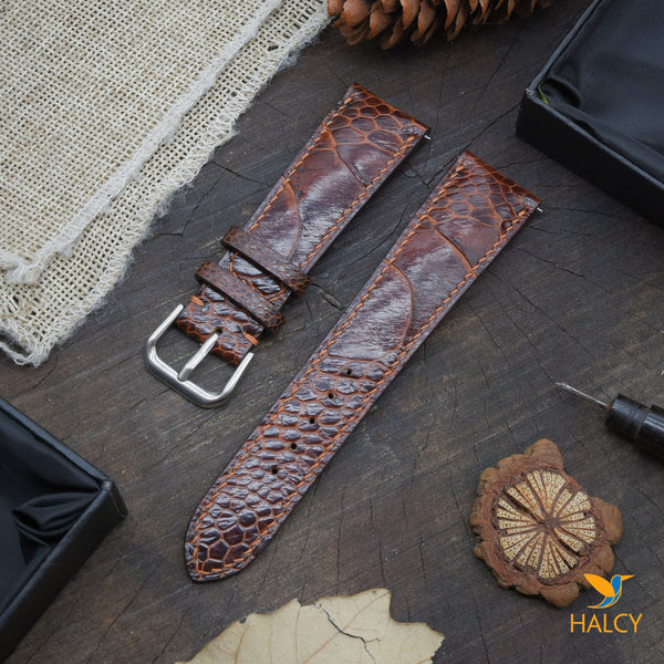 Ostrich Leg Leather Watch strap with quick-release spring bars. Choice of Width - 16mm, 18mm, 20mm, 22mm, 24mm, Etc..