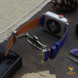 Handcrafted Apple Watch strap from French Epsom calfskin - Butterfly buckle, buckle color selection