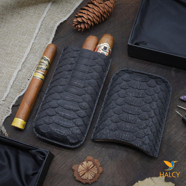 Leather Cigar Case, Luxury Cigar Case, Custom Cigar Cover, Cigar Case, Python Leather