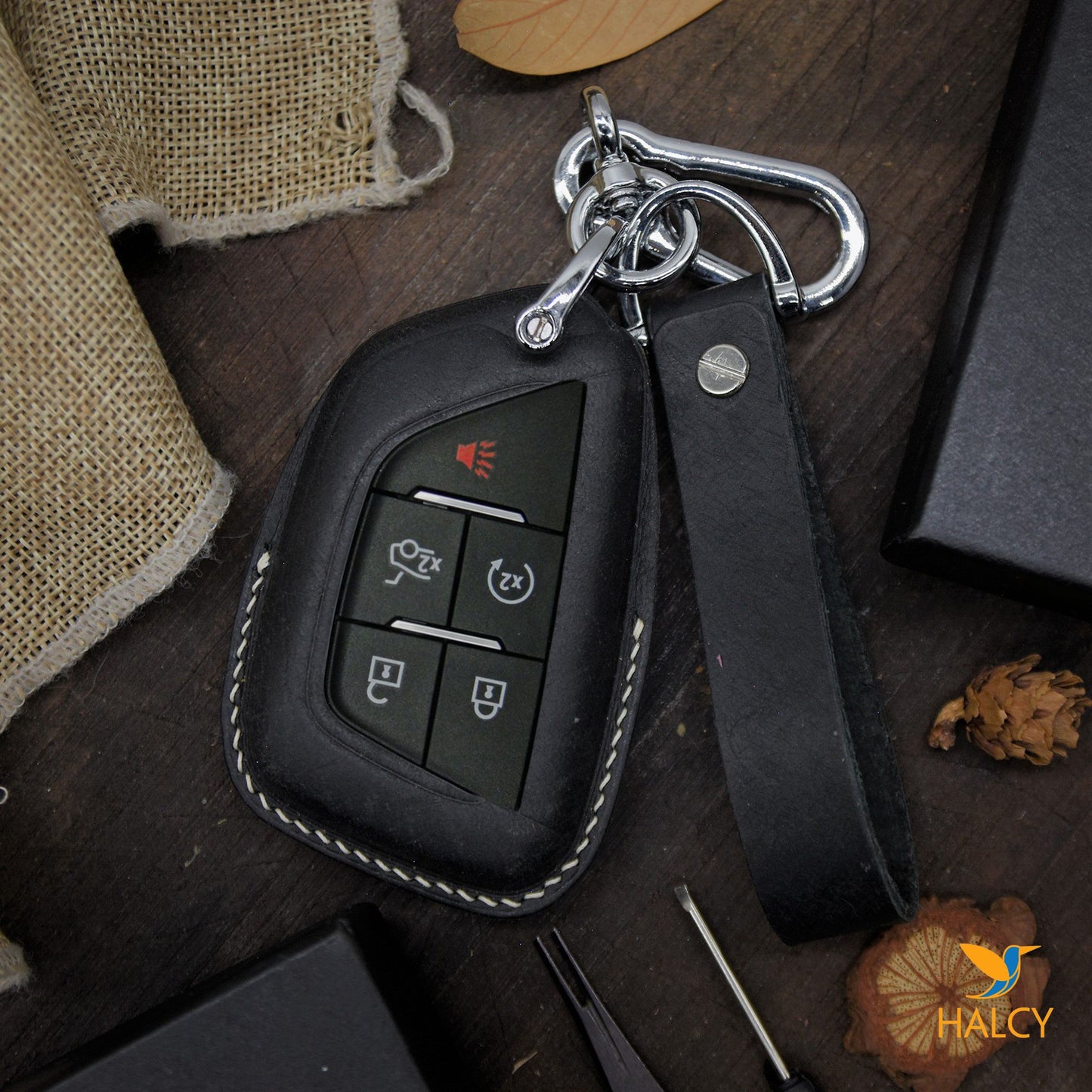 Leather Car Key Fob Cover Fits for Cadillac CT4, CT5 ( 2020- 2021) 5 buttons, Cadillac Escalade 6 buttons 2021, Personalized Keychain