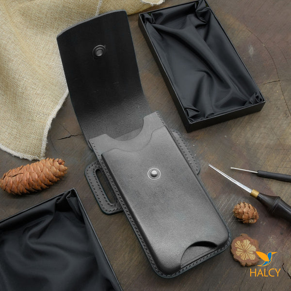 Leather Dual Phone Case, Leather Double iPhone Case, Case Holds Two Phones, Slanted 2 Phone Holster, Leather Two phone case with belt loops
