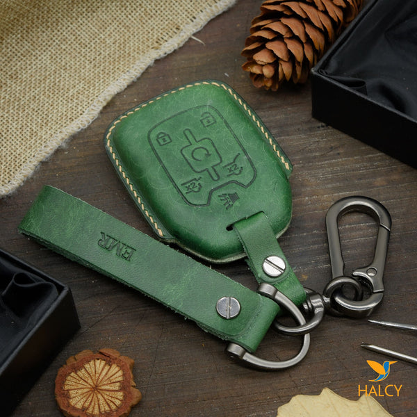 Leather Car Key Fob Cover Fit for GMC Yukon, Terrain, Sierra,  Acadia, Personalized Keychain