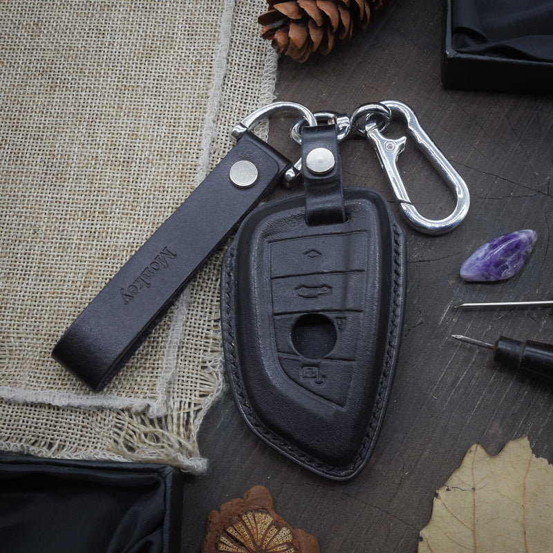 Leather Key Fob Cover fit for BMW Series 3 5 6 7 Series M5 X1 X2 X3 X5 X5M X6 X6M, Personalized Keychain