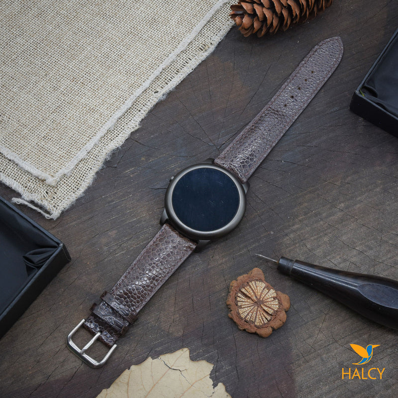 Tan Leather watch strap- Ostrich leg skin, 20mm lug width