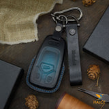 Leather Key Fob Cover fit  for  Audi A4 Q7 Q5 TT A3 A6 SQ5 R8 S5, Personalized Keychain