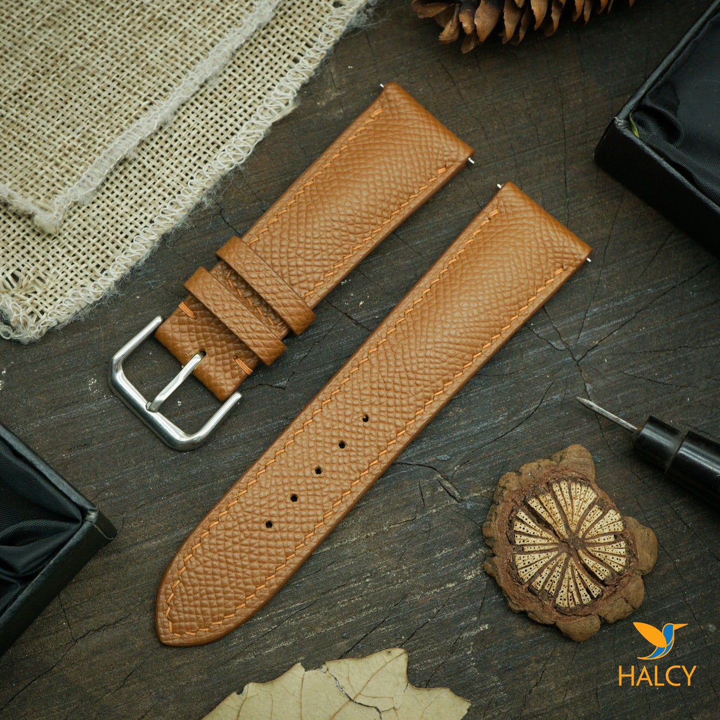 Epsom Calf leather Watch strap with quick-release spring bars. Choice of Width - 16mm, 18mm, 20mm, 22mm, 24mm, Etc..