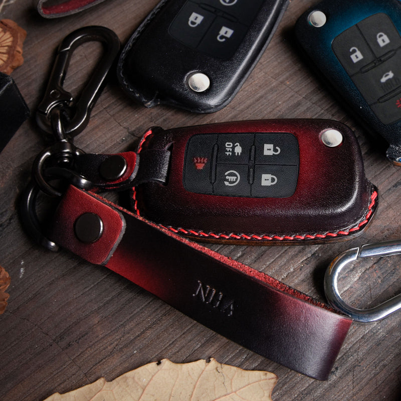 Leather Key Fob Cover fit for Buick Cascada, Encore, Verano, LaCrosse, Regal, Personalized Keychain