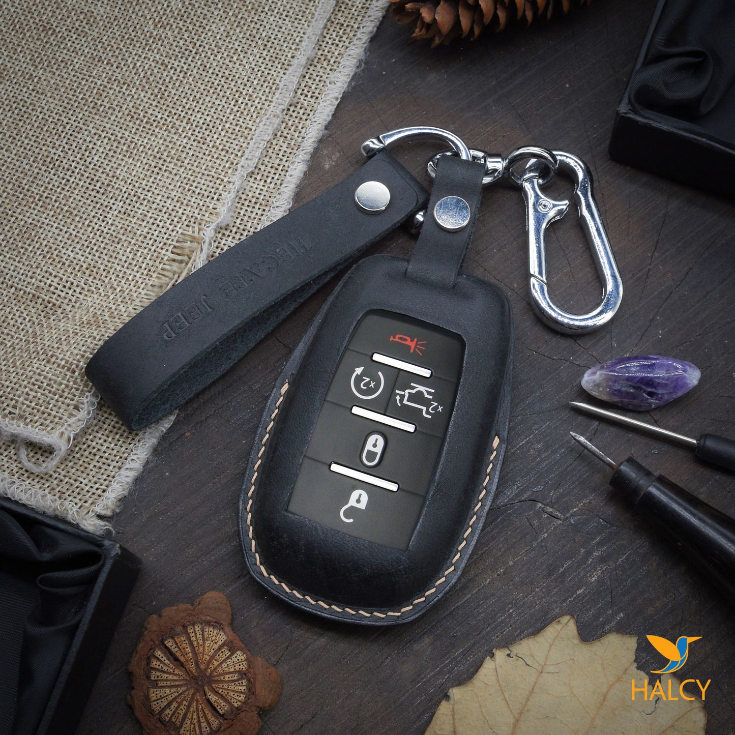 Leather Key Fob Cover For RAM TRX Limited, Longhorn, 1500, 2500, 3500, 4500, 5500, ( 2019- 2022),  Personalized keychain