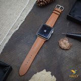 Handmade  Epsom Calf Leather Watch Band Fit for Apple watch Series 8, 7, 6, 5, 4, 3 : Choice of adapters and buckle color