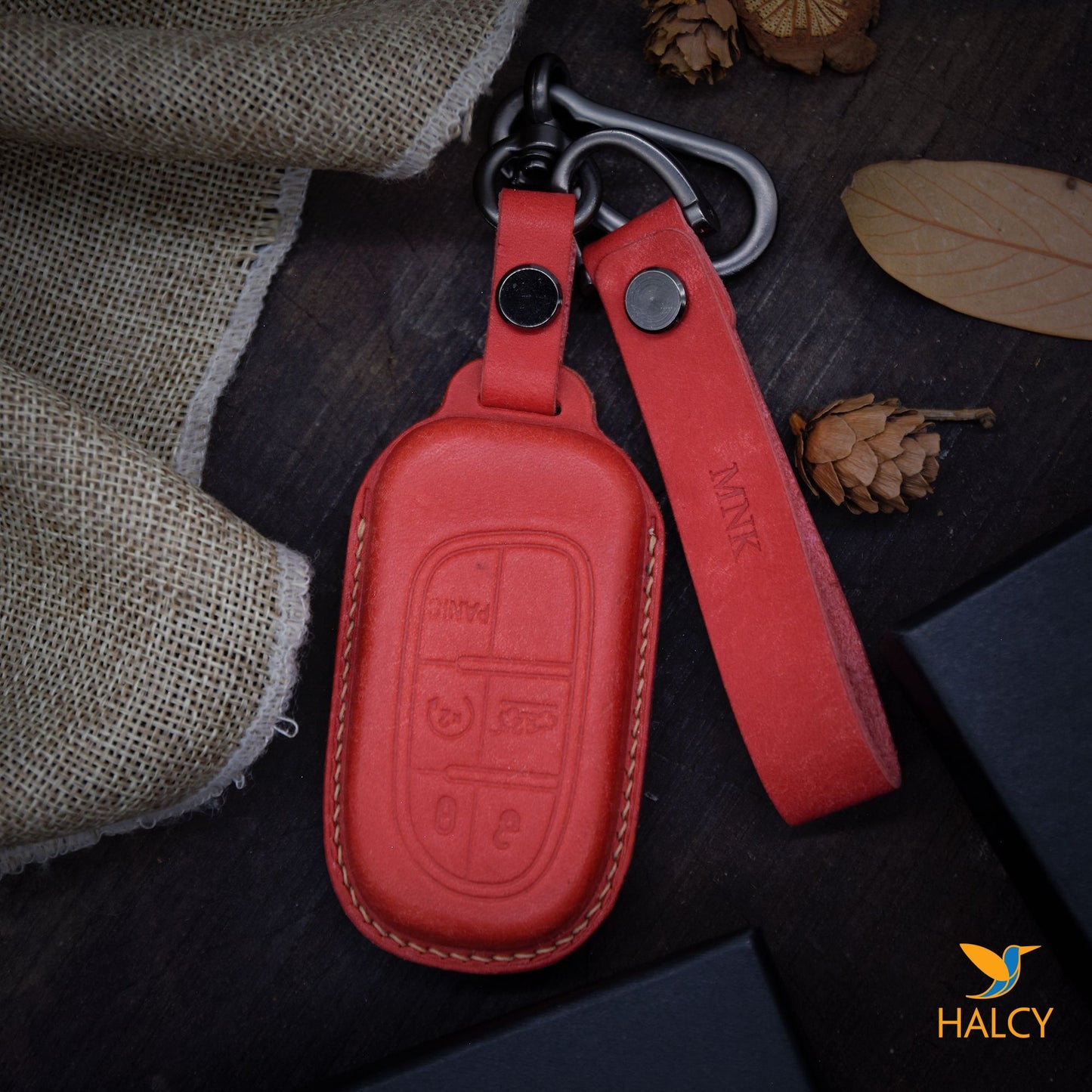 Leather Key Fob case Cover Fit for Jeep Cherokee,  Personalized Keychain