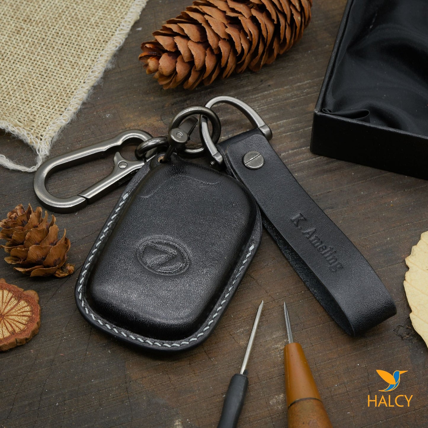 Leather Car Key Fob Cover Fit for Lexus  CT200h, GS460, LS460,  LX570,  GX460, IS350, RX350,  RX450h, LX470, Personalized Keychain