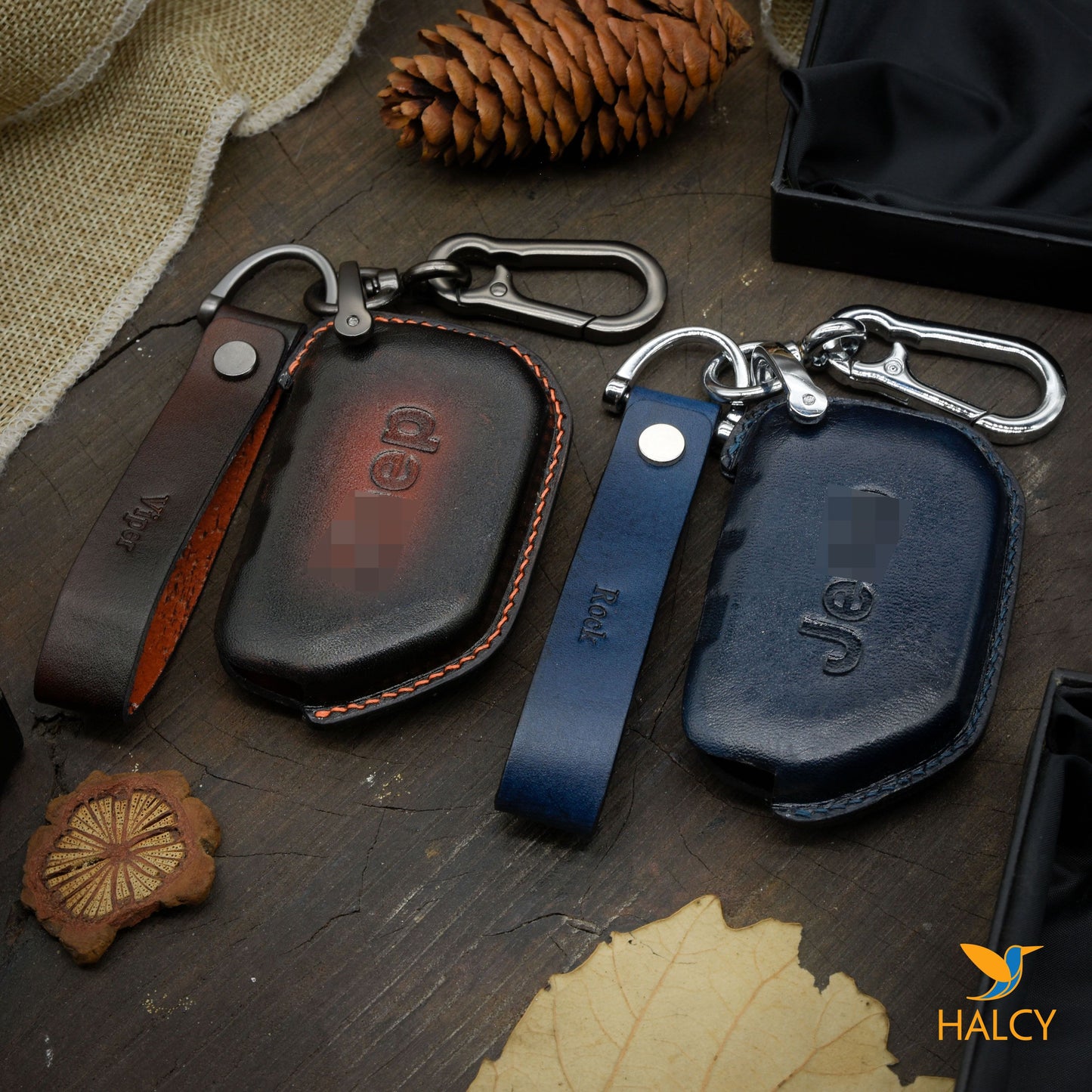 Leather Key Fob case Cover Fit for Jeep Cherokee,  Personalized Keychain