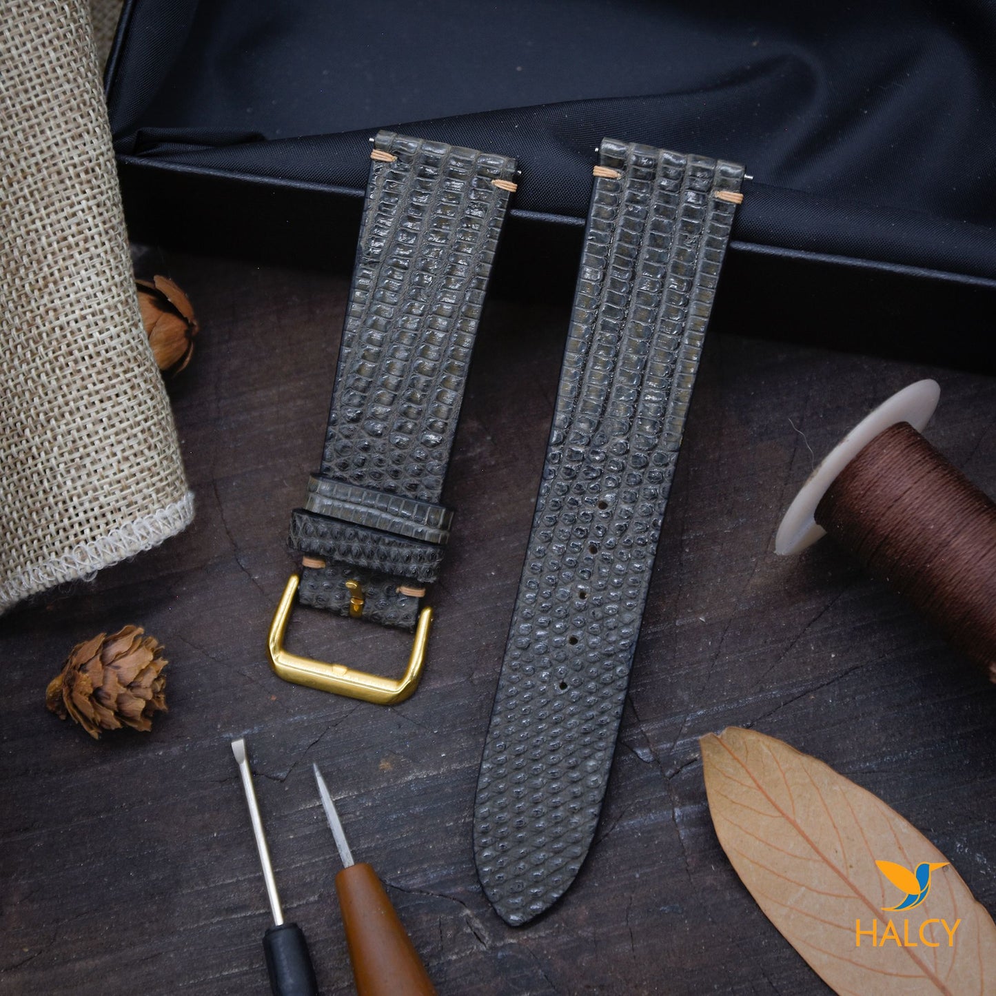 Handmade Lizard Skin Watch strap with quick-release spring bars. Choice of Width - 16mm, 18mm, 20mm, 22mm, 24mm, Etc..