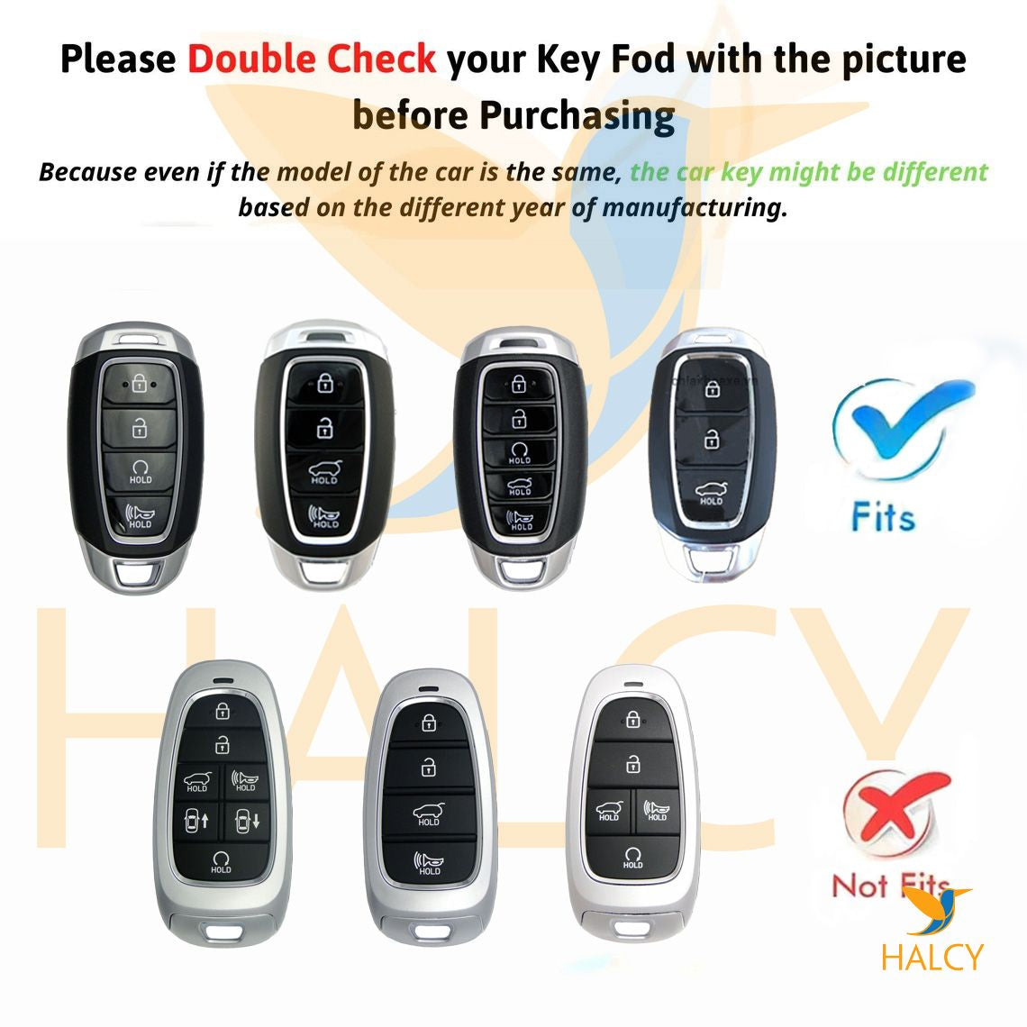 Key Fob Cover for Hyundai 3, 4, 5 Buttons (2018- 2021) Elantra GT, Kona, Santa Fe, Palisade, Venue, Palisade, Veloster, Initials embossing