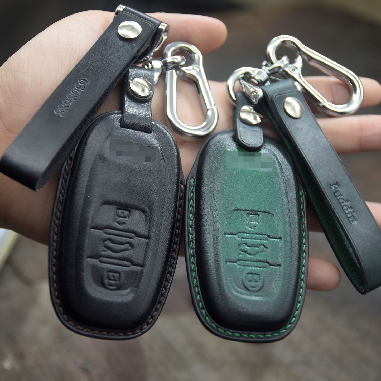 Leather Key Fob Cover fit  for Audi (2009- 2018) Audi A4L A6L Q5 A5 A7 A8 S5 S7, Personalized Keychain