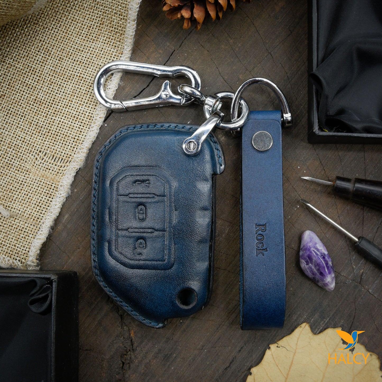 Leather Key Fob case Cover Fit for Jeep Cherokee,  Personalized Keychain