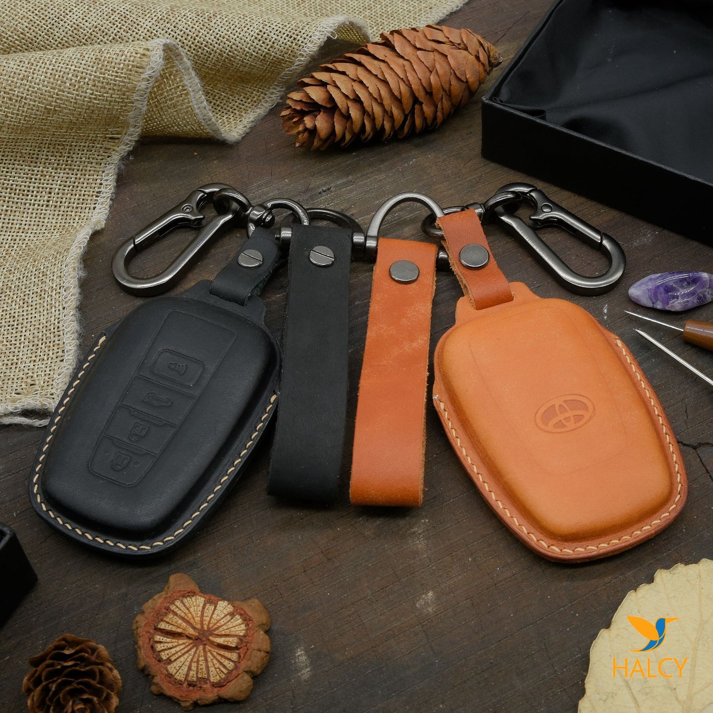 Leather  Key Cover, key fob holder Toyota Camry Avalon Corolla Toyota RAV4, Toyota Prius Prime, 2018-up Toyota 86 GT 3 and 4 buttons