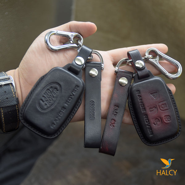 Leather Car Key Fob Cover For Land Rover, Range Rover Sport Evoque, Velar Discovery, Hse Land Rover lr3 lr2 lr4, Personalized name tag