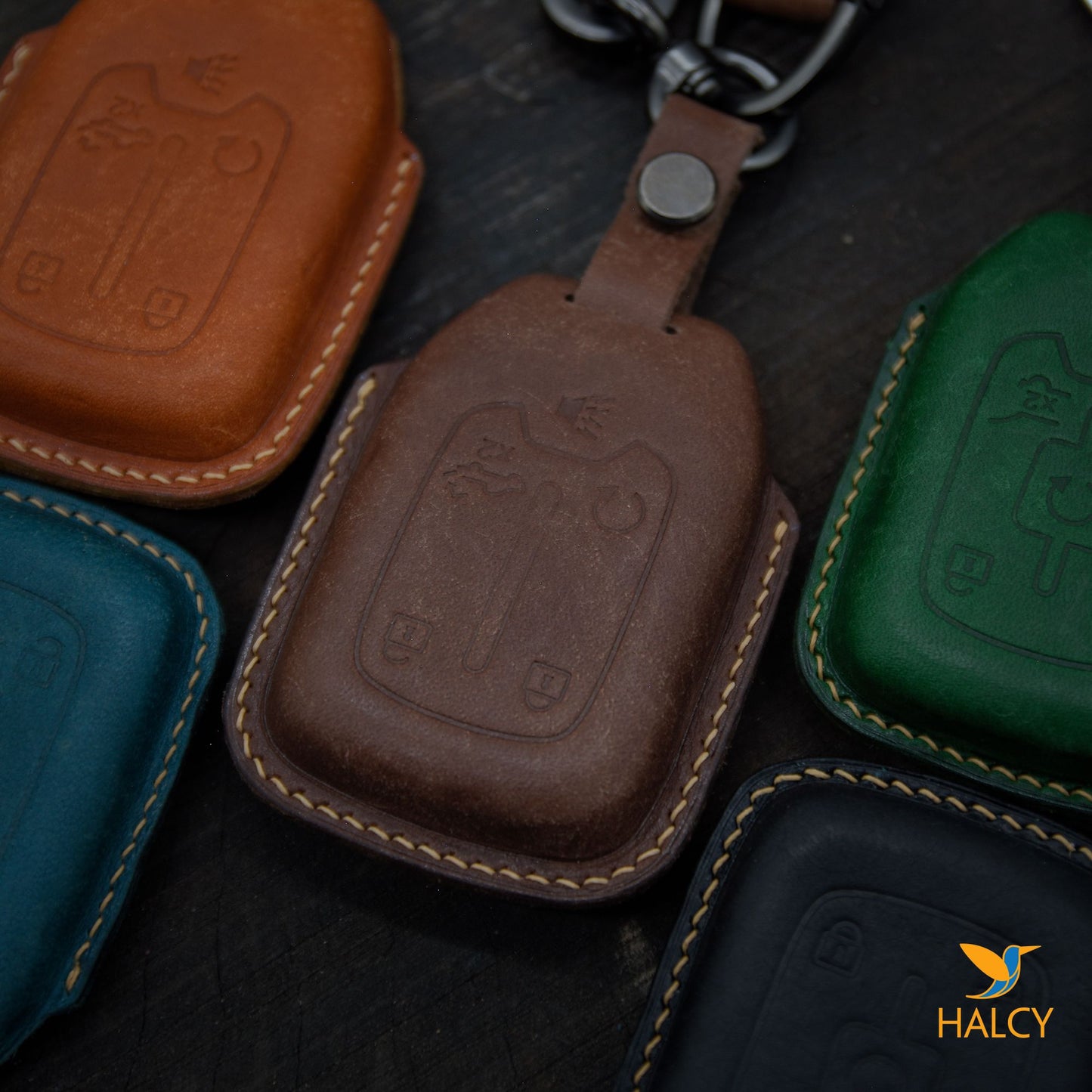 Leather Car Key Fob Cover Fit for GMC Yukon, Terrain, Sierra,  Acadia, Personalized Keychain