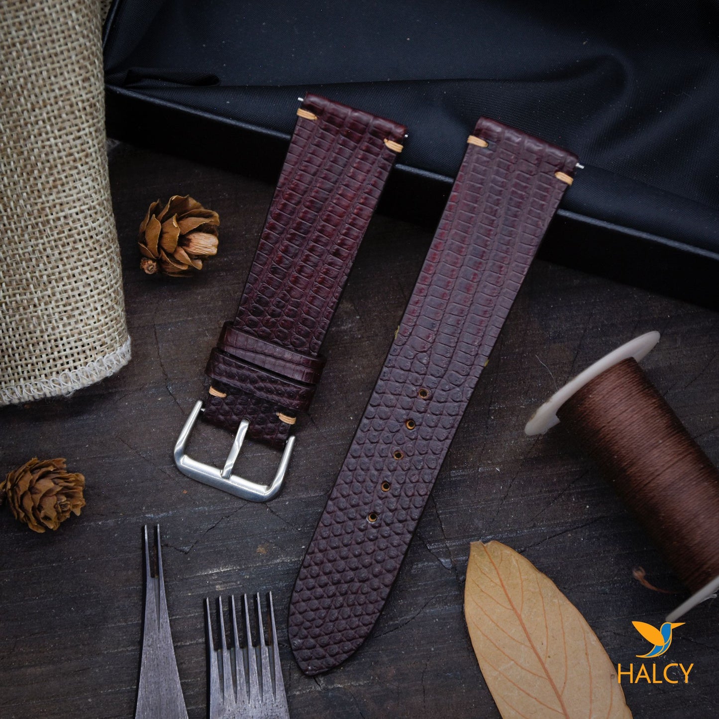 Handmade Lizard Skin Watch strap with quick-release spring bars. Choice of Width - 16mm, 18mm, 20mm, 22mm, 24mm, Etc..