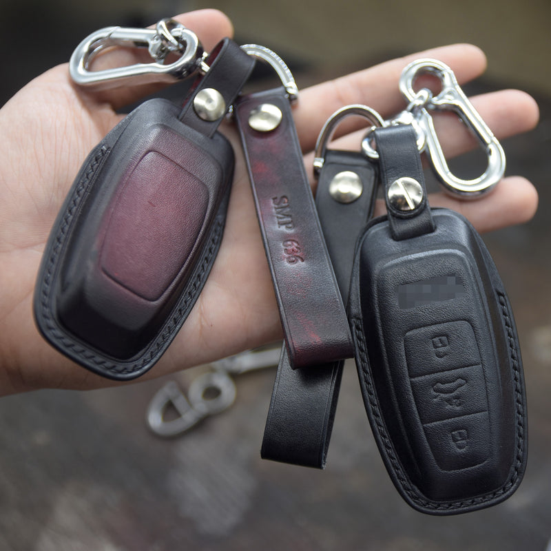 Leather Key Fob Cover fit  for Audi (2018- 2021) Audi A8 A7 A6 A6L C8 Q8 Q7 SQ7, Personalized Keychain