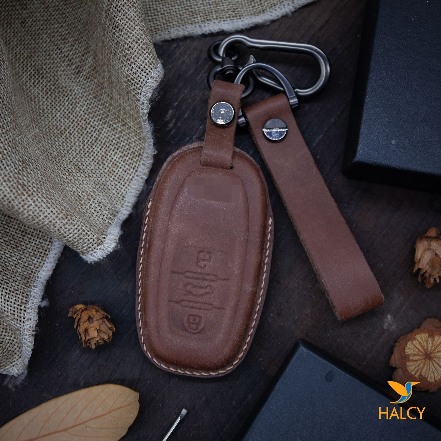 Leather Key Fob Cover fit  for Audi (2009- 2018) Audi A4L A6L Q5 A5 A7 A8 S5 S7, Personalized Keychain