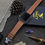 Handcrafted Apple Watch strap from French Epsom calfskin - Butterfly buckle, buckle color selection