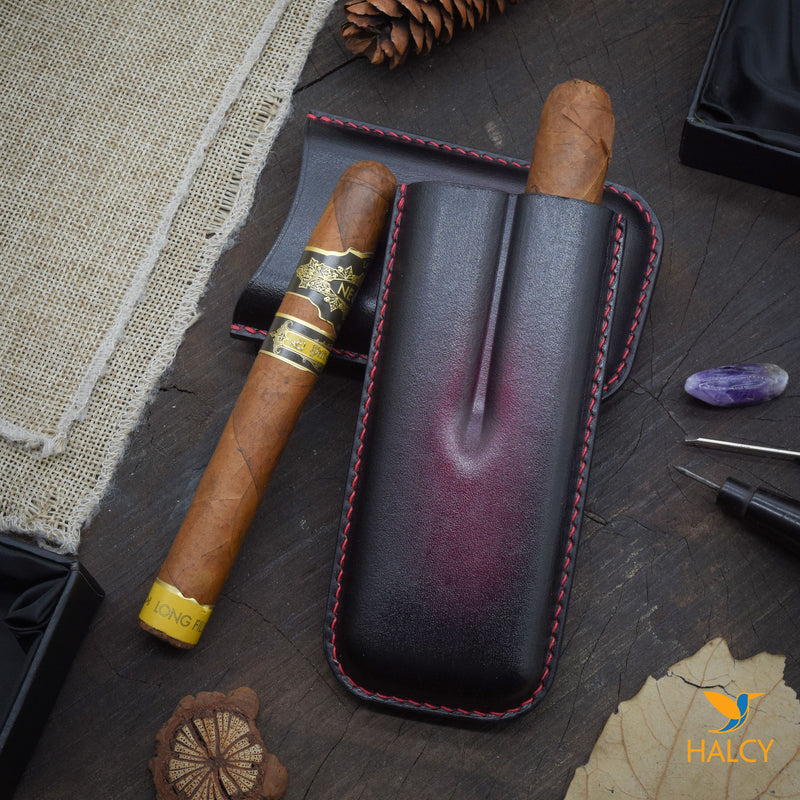 Luxury cigar case, custom cigar cover, personalized leather cigar case,  Triple cigar case, Full Grain Italian Vegetable Tanned Cowhide