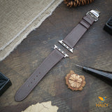 Custom Handmade Brown Epsom Calf Leather Watch Band Fit for Apple watch Series 8, 7, 6, 5, 4, 3 : Choice of adapters and Steel Butterfly Clasp color