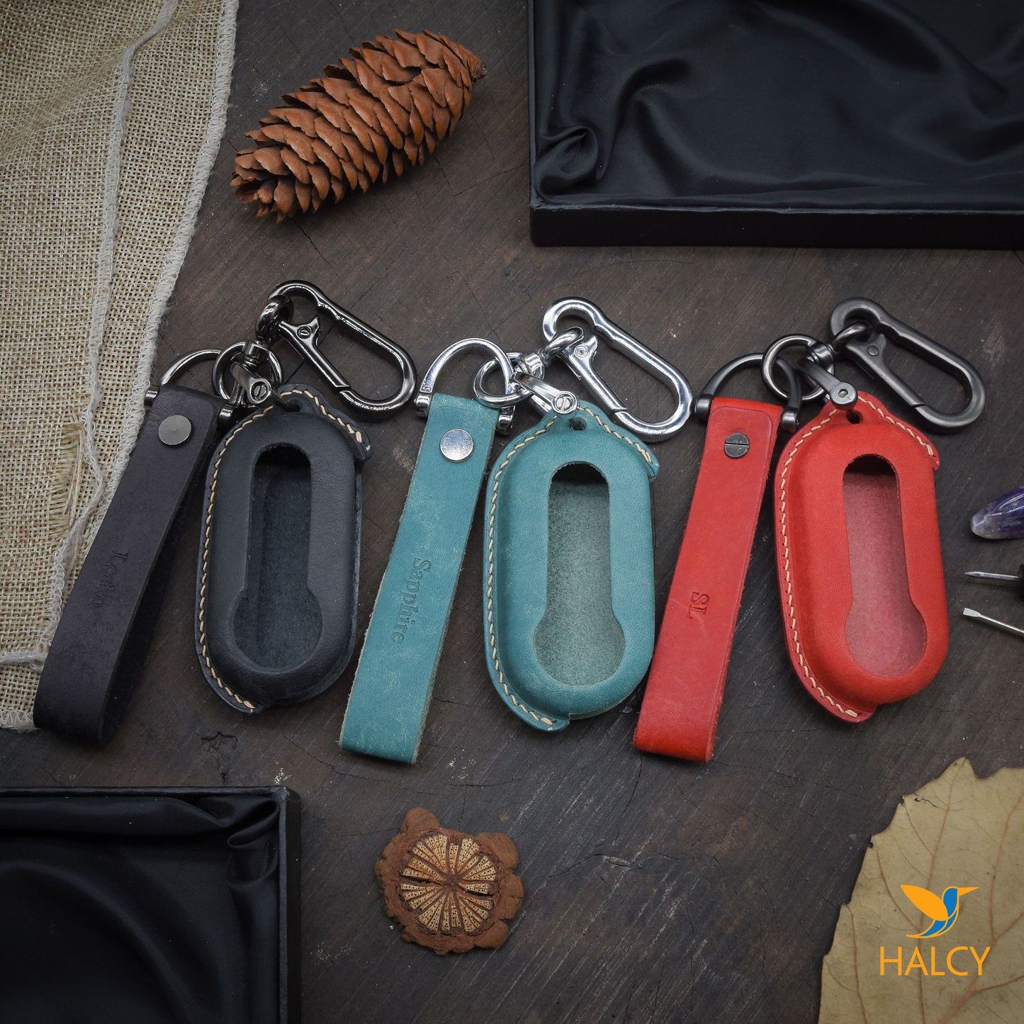 Leather Car Key Fob Cover Fit for Fiat 500 500C 500L 500X, Ect.. Personalized Keychain