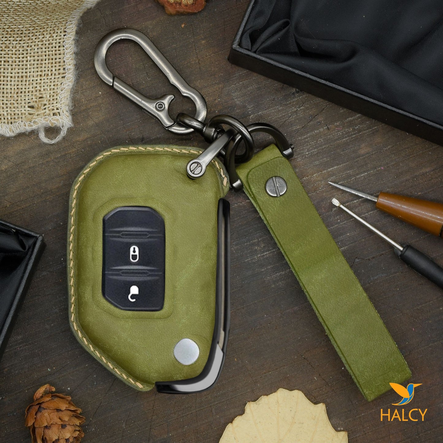 Leather Key Fob case Cover Fit for Jeep Gladiator, Jeep Wrangler, Personalized Keychain