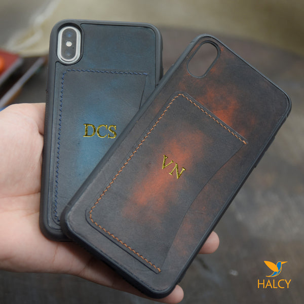 Leather Case iPhone With Card slot, Free Initials embossing