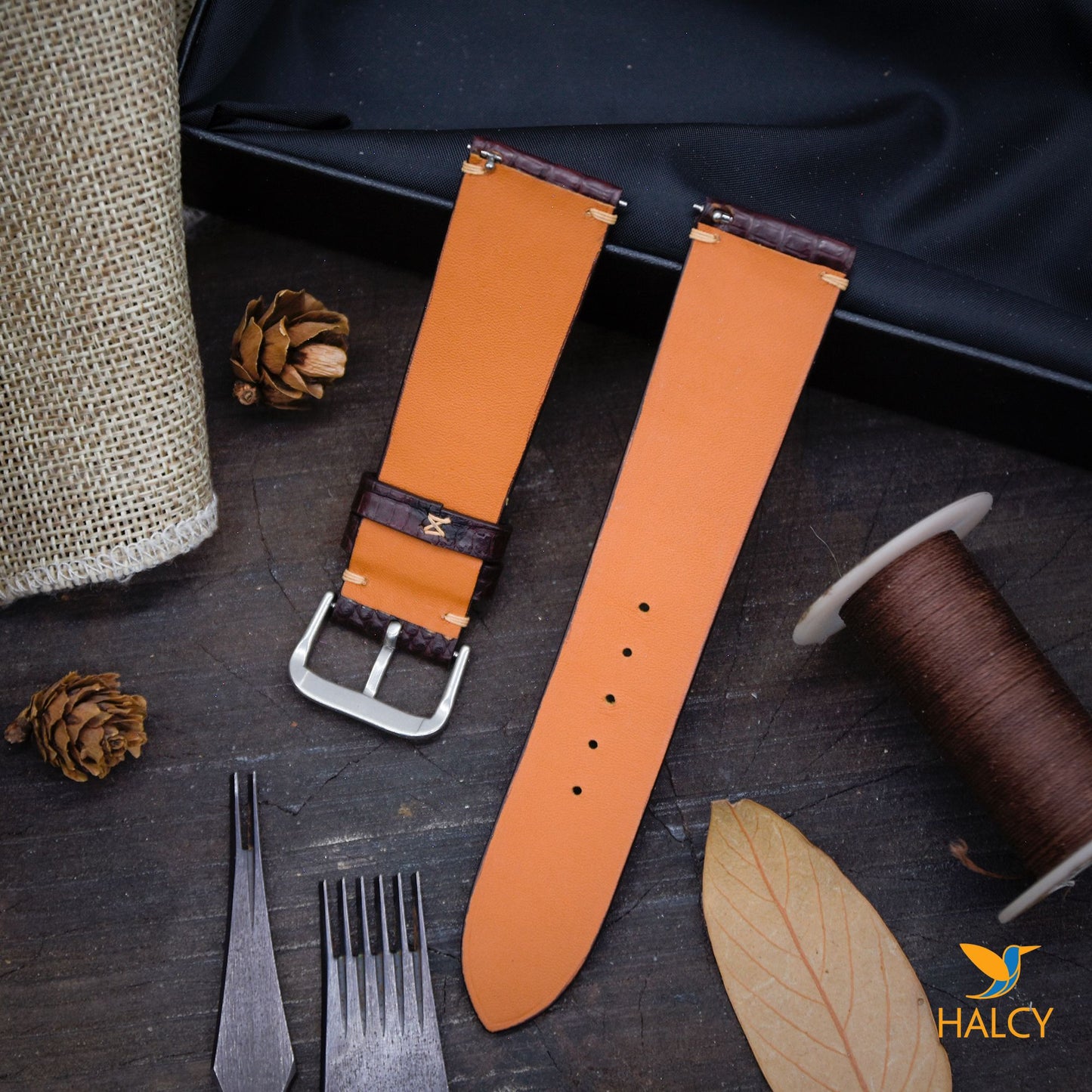 Handmade Lizard Skin Watch strap with quick-release spring bars. Choice of Width - 16mm, 18mm, 20mm, 22mm, 24mm, Etc..