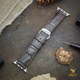 Custom Handmade  Alligator Leather Watch Band Fit for Apple watch Series 8, 7, 6, 5, 4, 3 : Choice of adapters and Steel Butterfly Clasp color