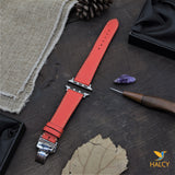 Handcrafted Apple Watch strap from French Epsom calfskin - Butterfly buckle, buckle color selection