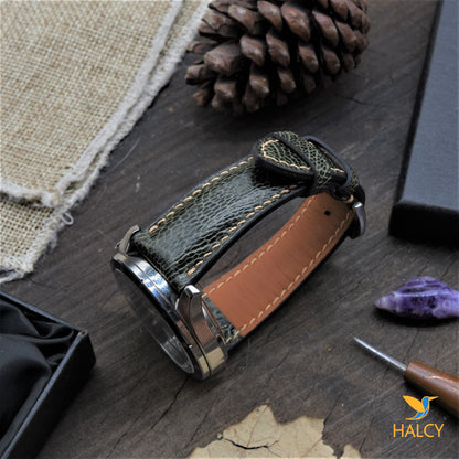 Ostrich Leg Leather Watch strap with quick-release spring bars. Choice of Width - 16mm, 18mm, 20mm, 22mm, 24mm, Etc..