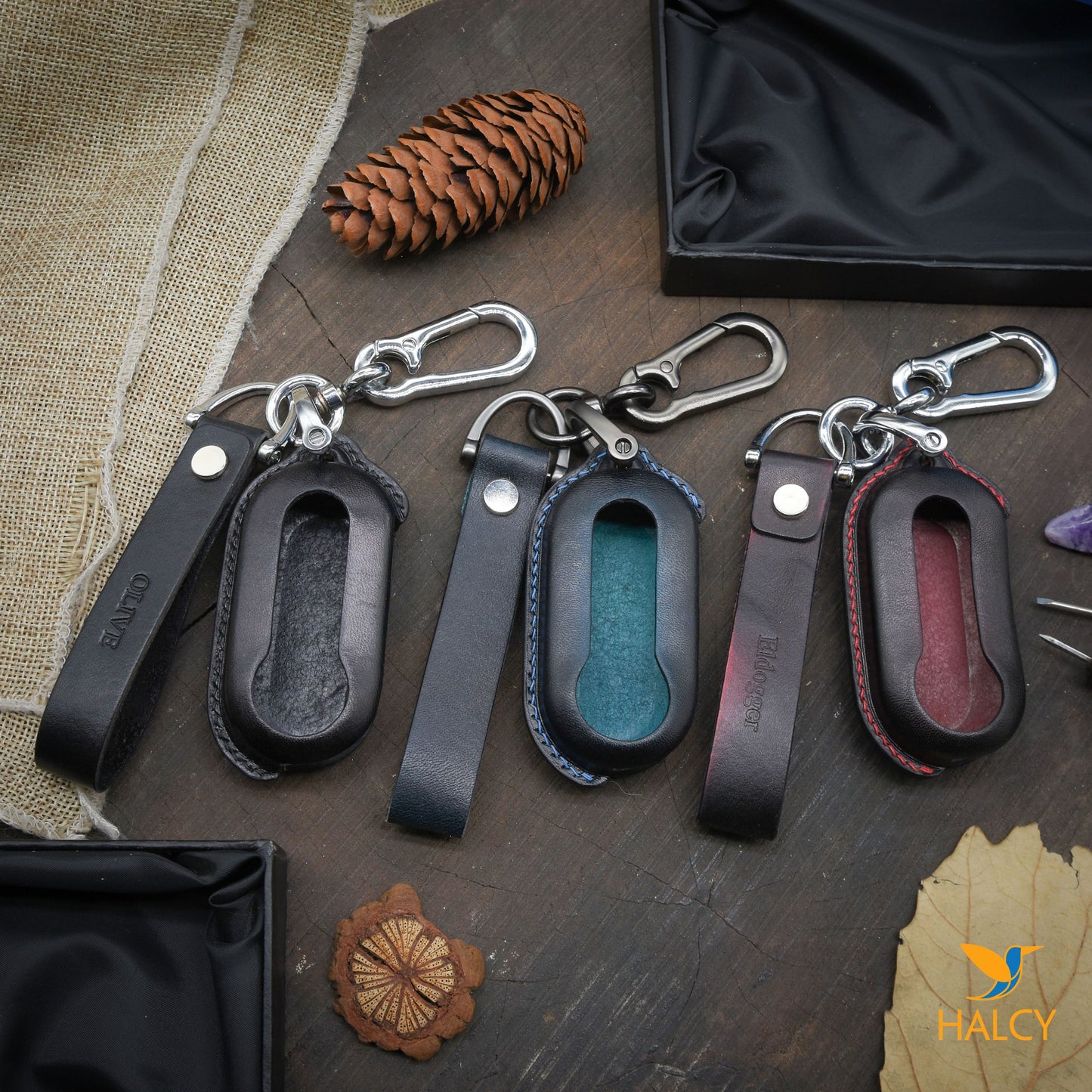 Leather Car Key Fob Cover Fit for Fiat 500 500C 500L 500X, Ect.. Personalized Keychain