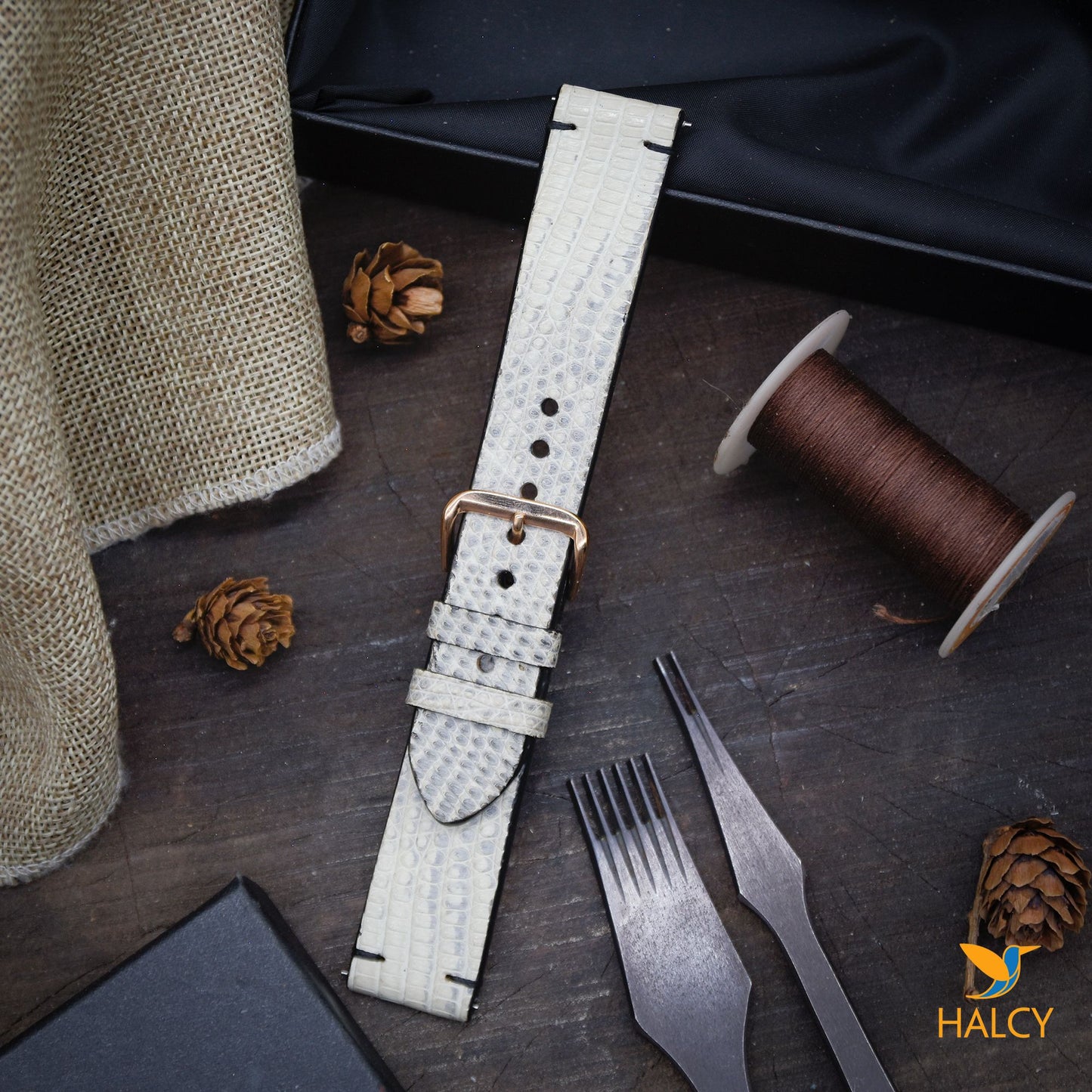 Handmade Lizard Skin Watch strap with quick-release spring bars. Choice of Width - 16mm, 18mm, 20mm, 22mm, 24mm, Etc..