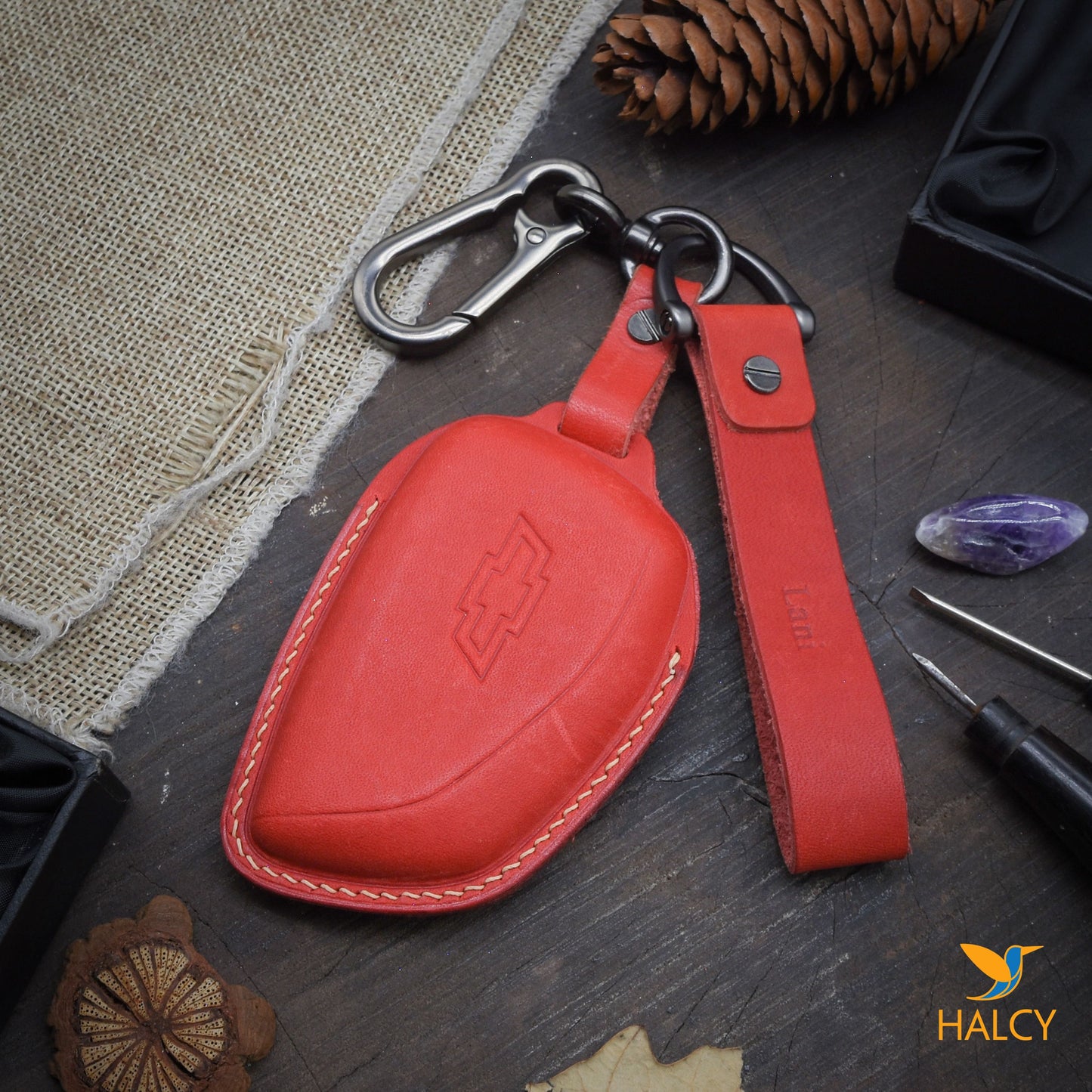 Leather Car Key Fob Cover Fits for Suburban,  Chevrolet Tahoe (2020-2022),  Personalized Keychain