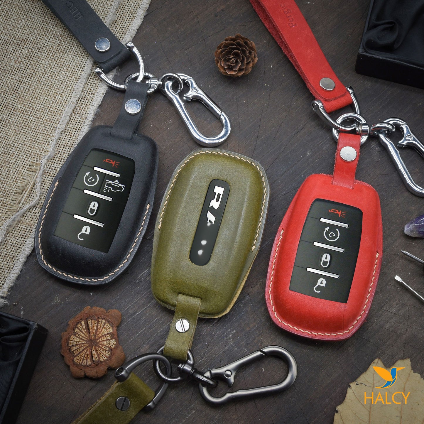 Leather Key Fob Cover For RAM TRX Limited, Longhorn, 1500, 2500, 3500, 4500, 5500, ( 2019- 2022),  Personalized keychain