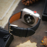 Handmade  Epsom Calf Leather Watch Band Fit for Apple watch Series 8, 7, 6, 5, 4, 3 : Choice of adapters and buckle color