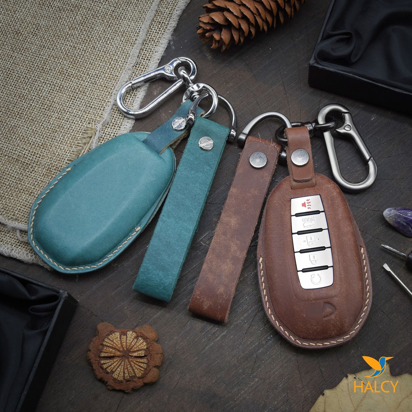 Leather Car Key Fob Cover Fit for Infiniti (2019-2022), Infiniti Q50, Q60, QX50, QX55, Infiniti QX60, Personalized Keychain