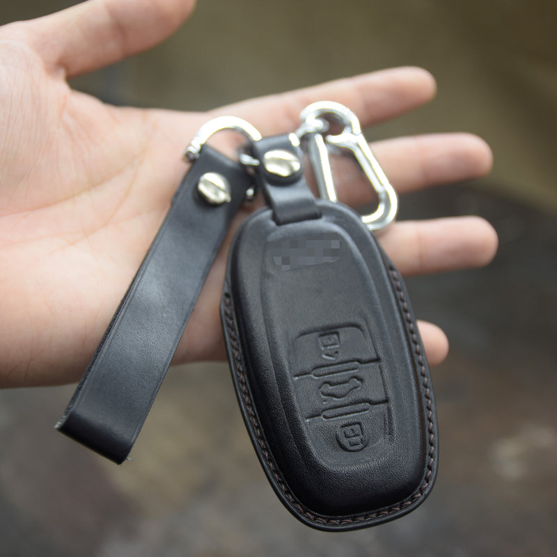 Leather Key Fob Cover fit  for Audi (2009- 2018) Audi A4L A6L Q5 A5 A7 A8 S5 S7, Personalized Keychain