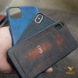 Leather Case iPhone With Card slot, Free Initials embossing