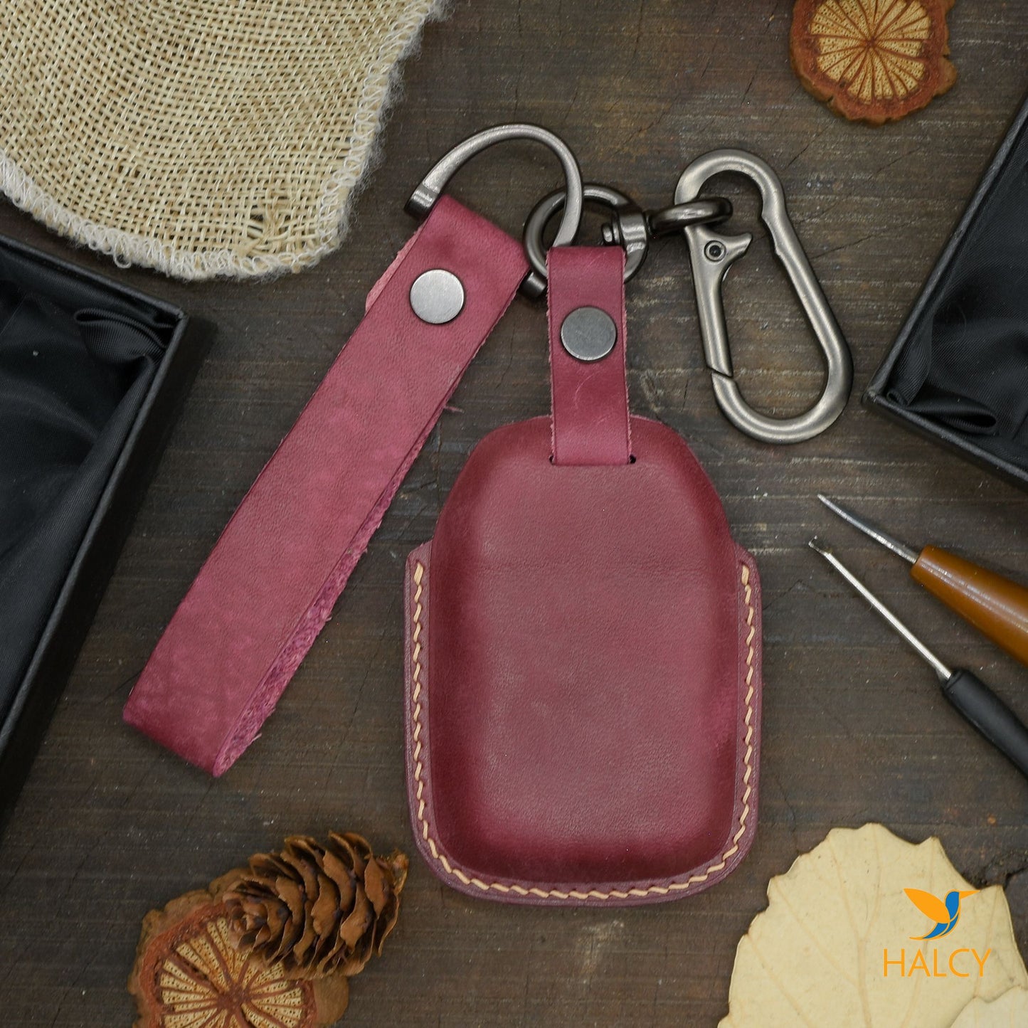 Leather Car Key Fob Cover Fit for GMC Yukon, Terrain, Sierra,  Acadia, Personalized Keychain