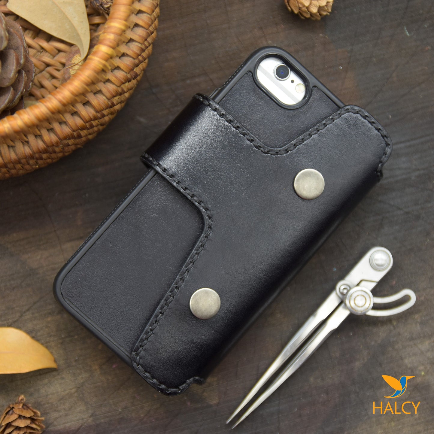 Leather Dual Phone Case, Leather Double iPhone Case, Case Holds Two Phones, Slanted 2 Phone Holster, Leather Two phone case with belt loops