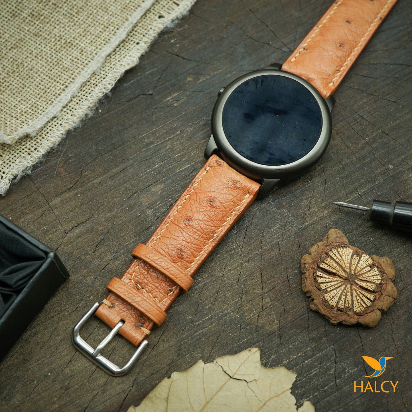 Ostrich Leather Watch strap with quick-release spring bars. Choice of Width - 16mm, 18mm, 20mm, 22mm, 24mm, Etc..