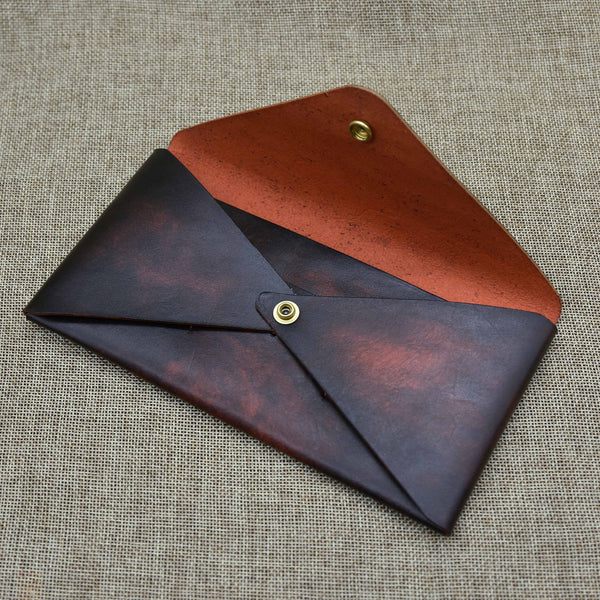 Leather envelope mini clutch, Leather money envelope