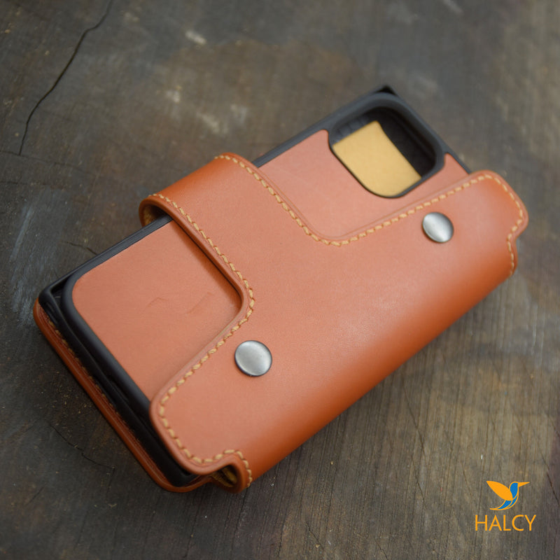 Custom Leather Double Phone Case Handmade Dual Phone Case 2 